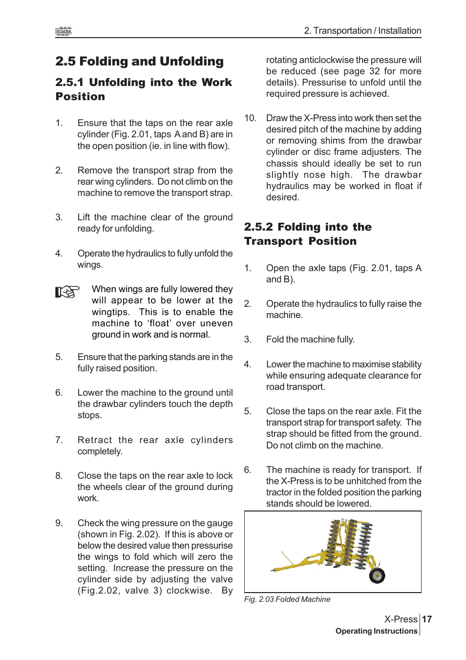 5 folding and unfolding | Great Plains P15030 Serial No 12724 User Manual | Page 17 / 38