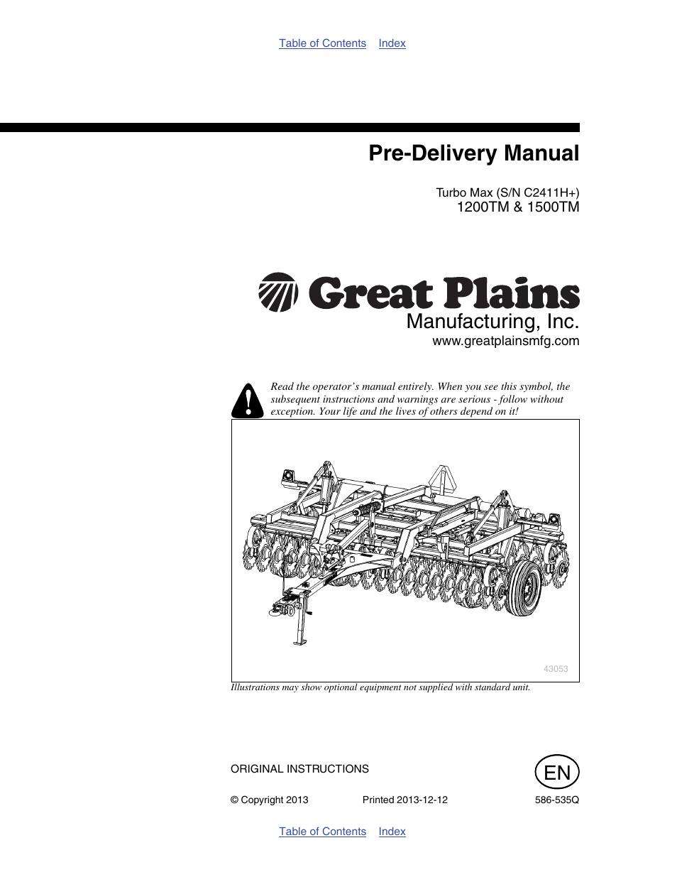 Great Plains 1500TM Predelivery Manual User Manual | 38 pages