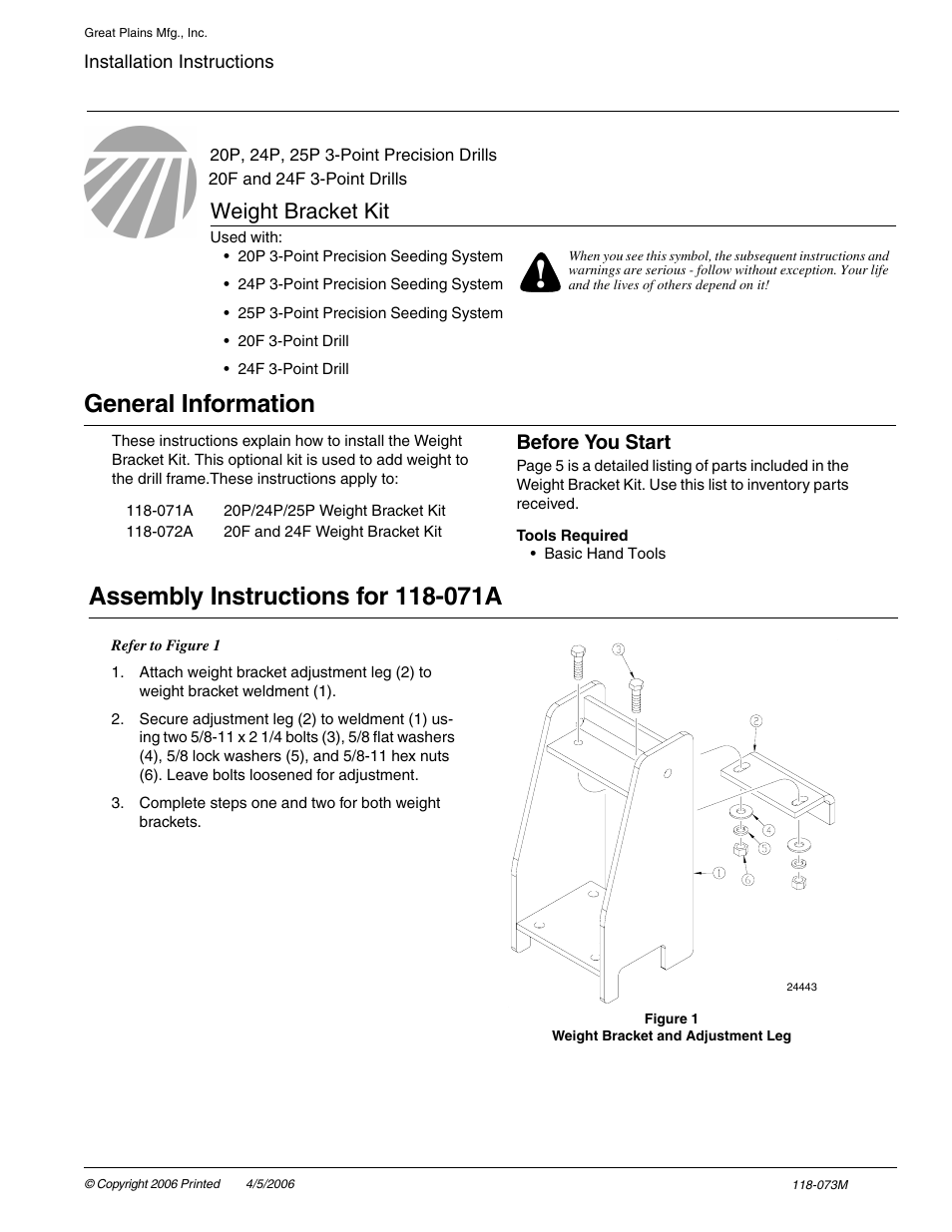 Great Plains 24F Assembly Instructions User Manual | 5 pages