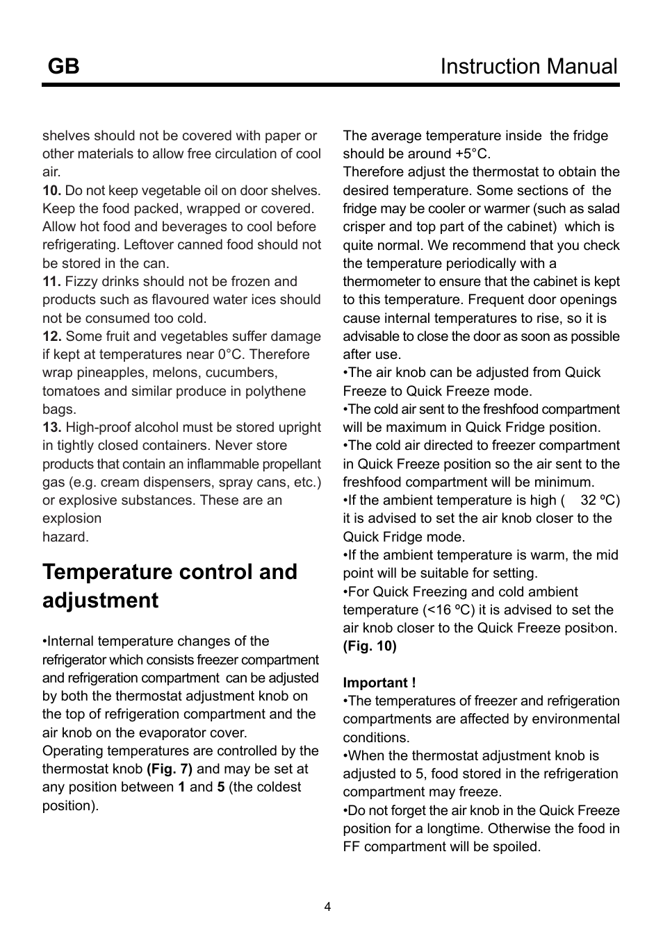 Instruction manual gb, Temperature control and adjustment | Beko D-9330 NM User Manual | Page 8 / 12