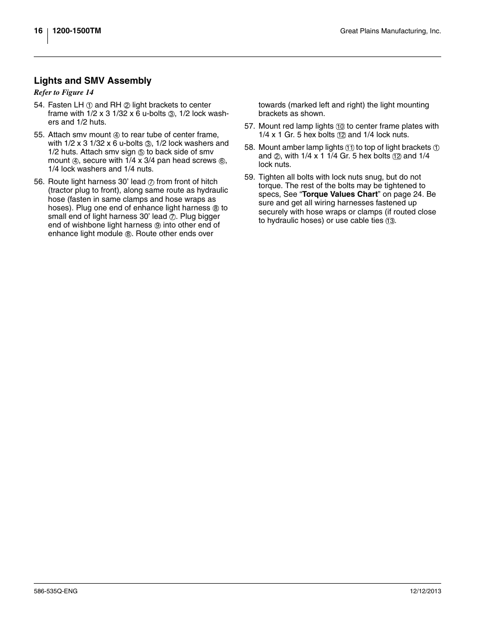 Lights and smv assembly | Great Plains 1500TM Assembly Manual User Manual | Page 20 / 42
