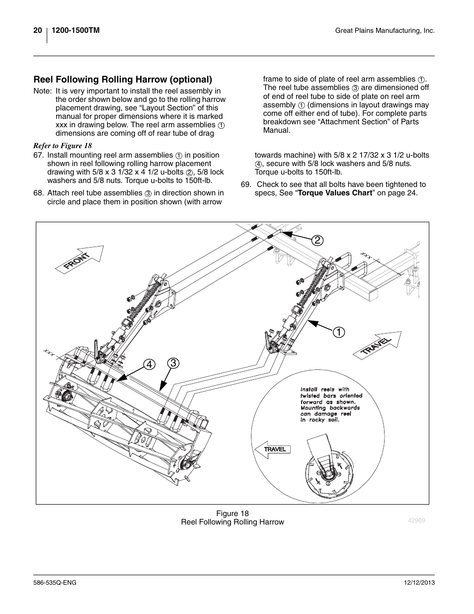 Reel following rolling harrow (optional) | Great Plains 1500TM Assembly Manual User Manual | Page 24 / 42