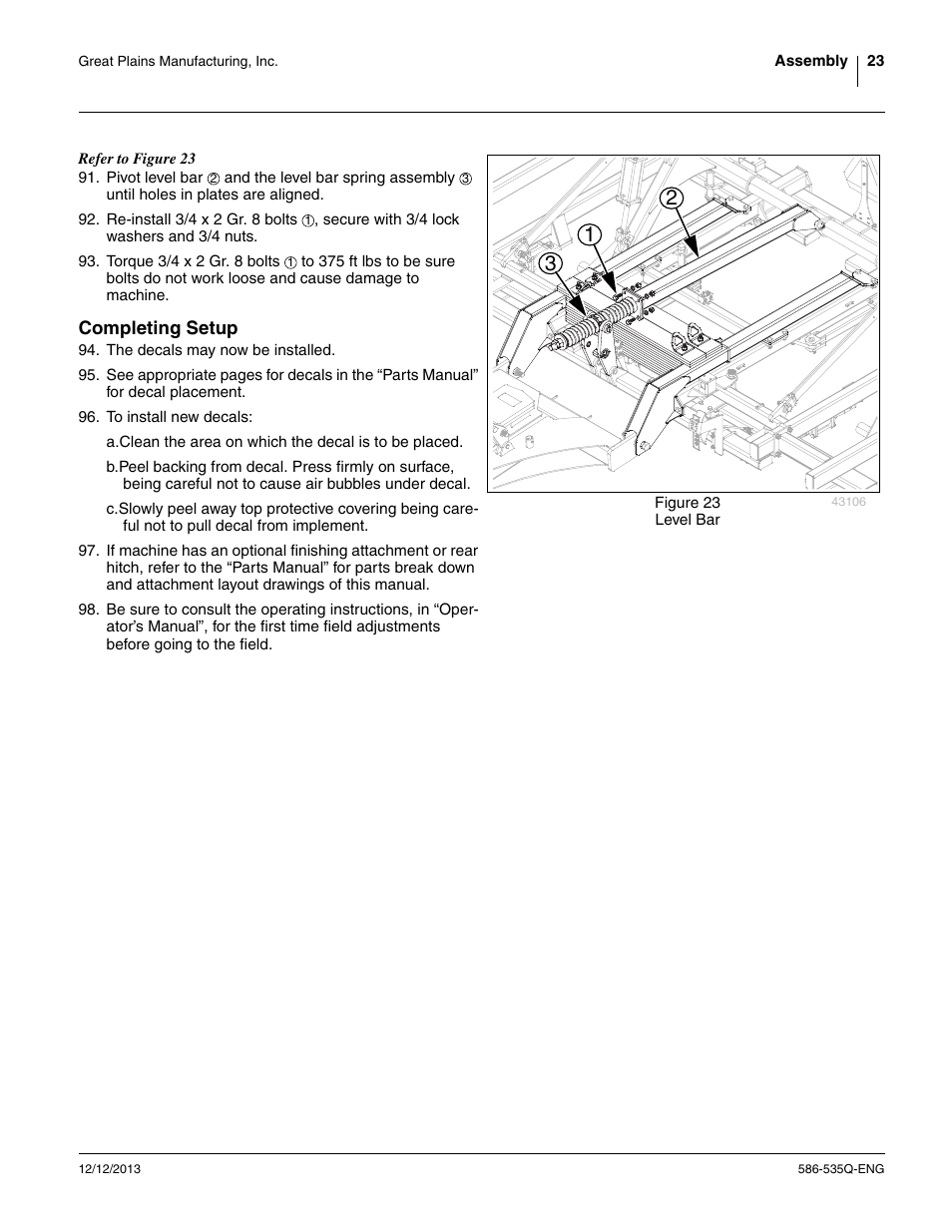 Completing setup | Great Plains 1500TM Assembly Manual User Manual | Page 27 / 42