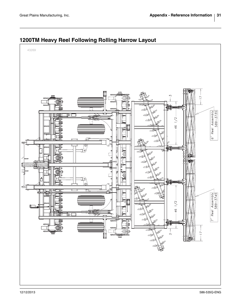 1200tm heavy reel following rolling harrow layout | Great Plains 1500TM Assembly Manual User Manual | Page 35 / 42