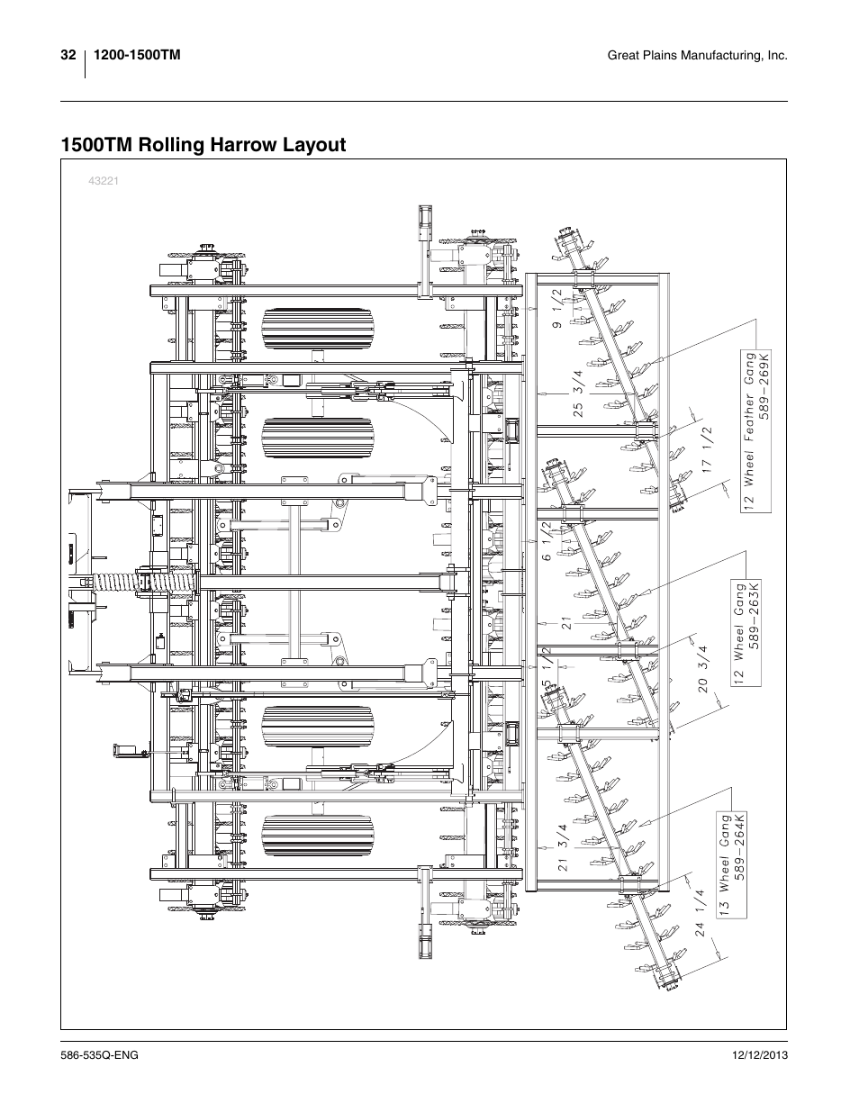 1500tm rolling harrow layout | Great Plains 1500TM Assembly Manual User Manual | Page 36 / 42