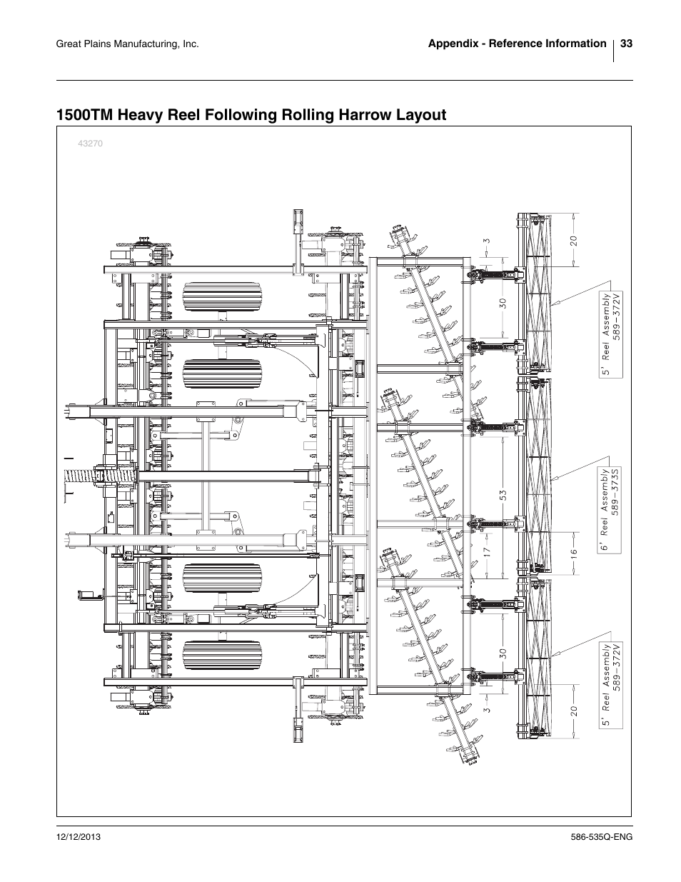 1500tm heavy reel following rolling harrow layout | Great Plains 1500TM Assembly Manual User Manual | Page 37 / 42