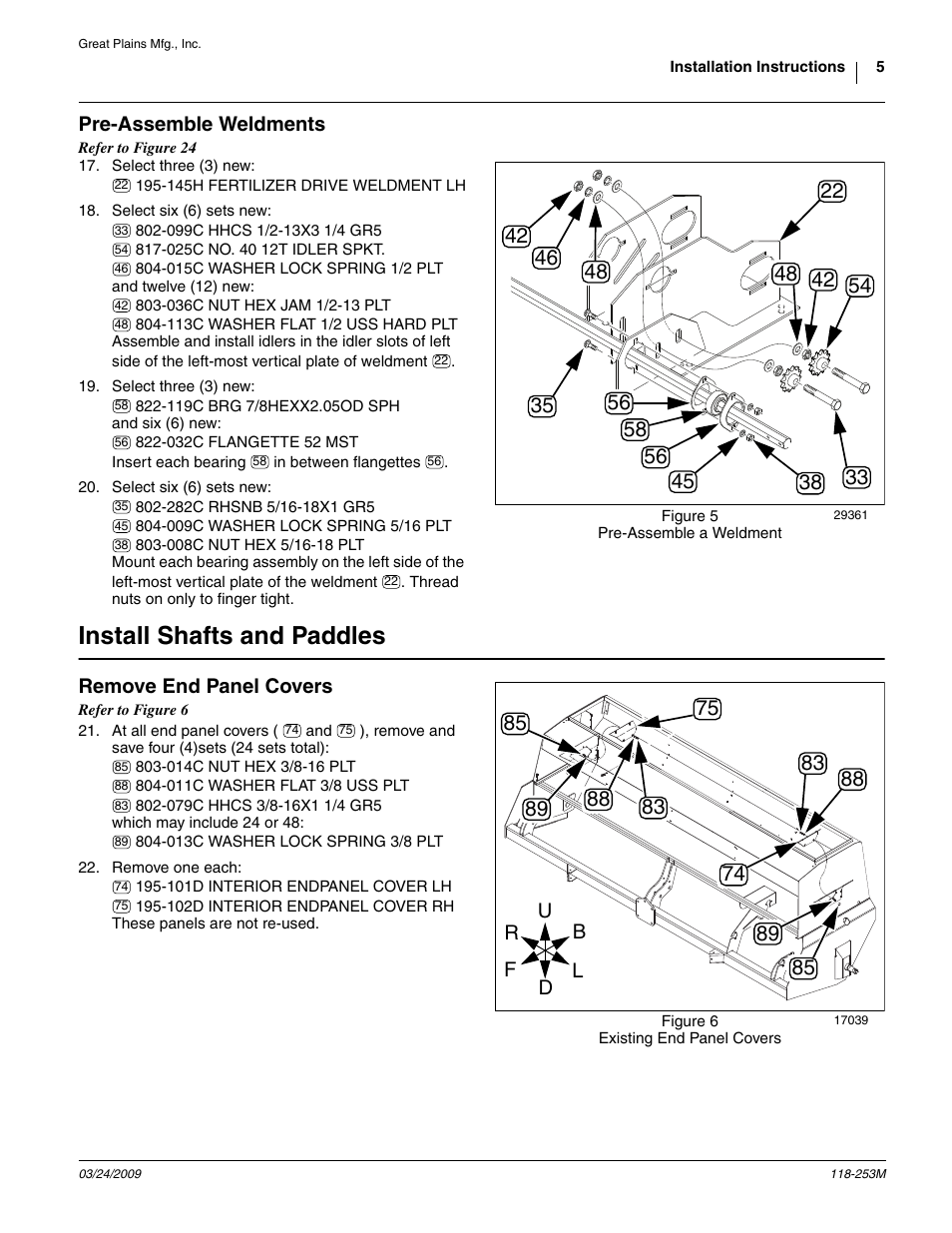 Pre-assemble weldments, Install shafts and paddles, Remove end panel covers | Great Plains 3S-3000HD Assembly Instructions User Manual | Page 5 / 22