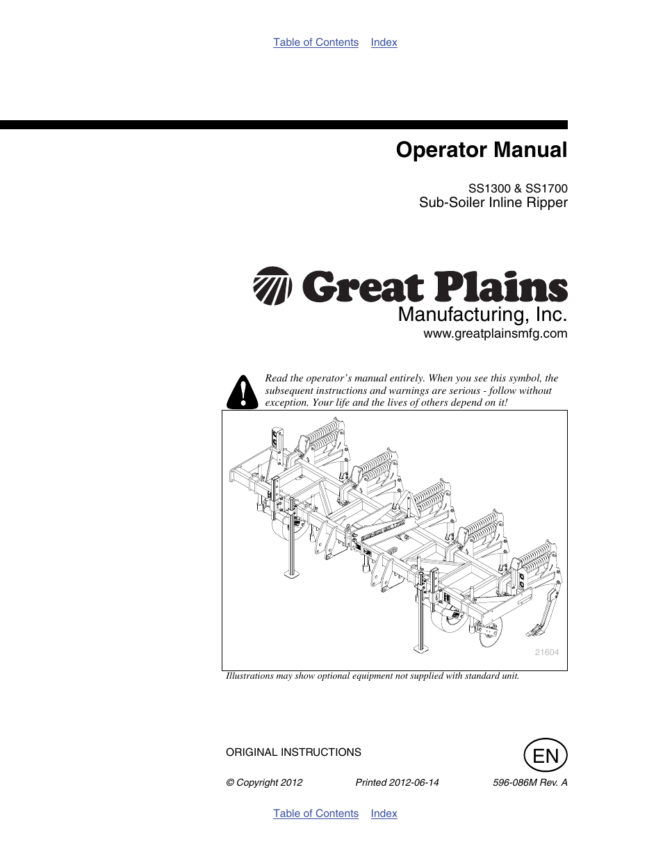 Great Plains SS1700 Operator Manual User Manual | 60 pages