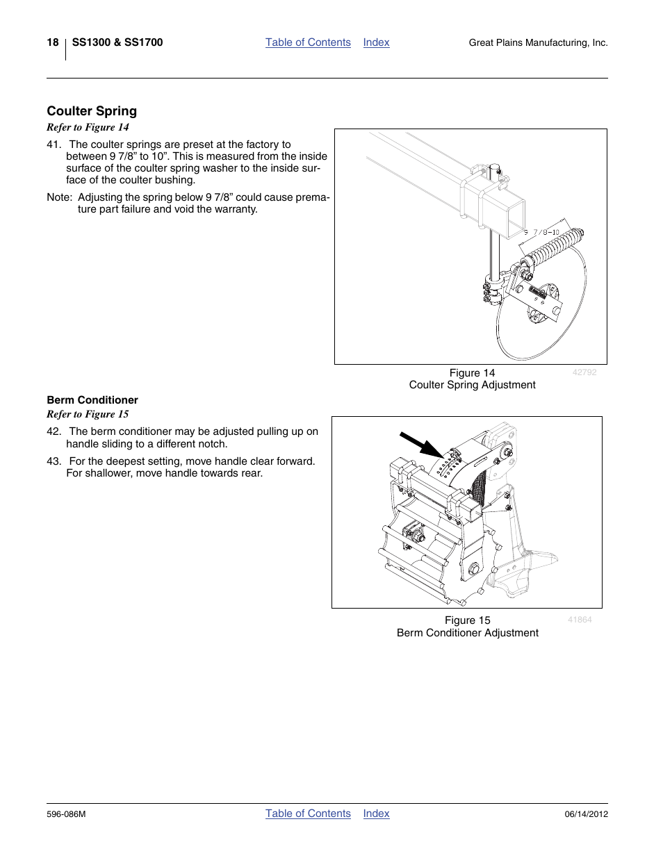 Coulter spring, Berm conditioner | Great Plains SS1700 Operator Manual User Manual | Page 22 / 60