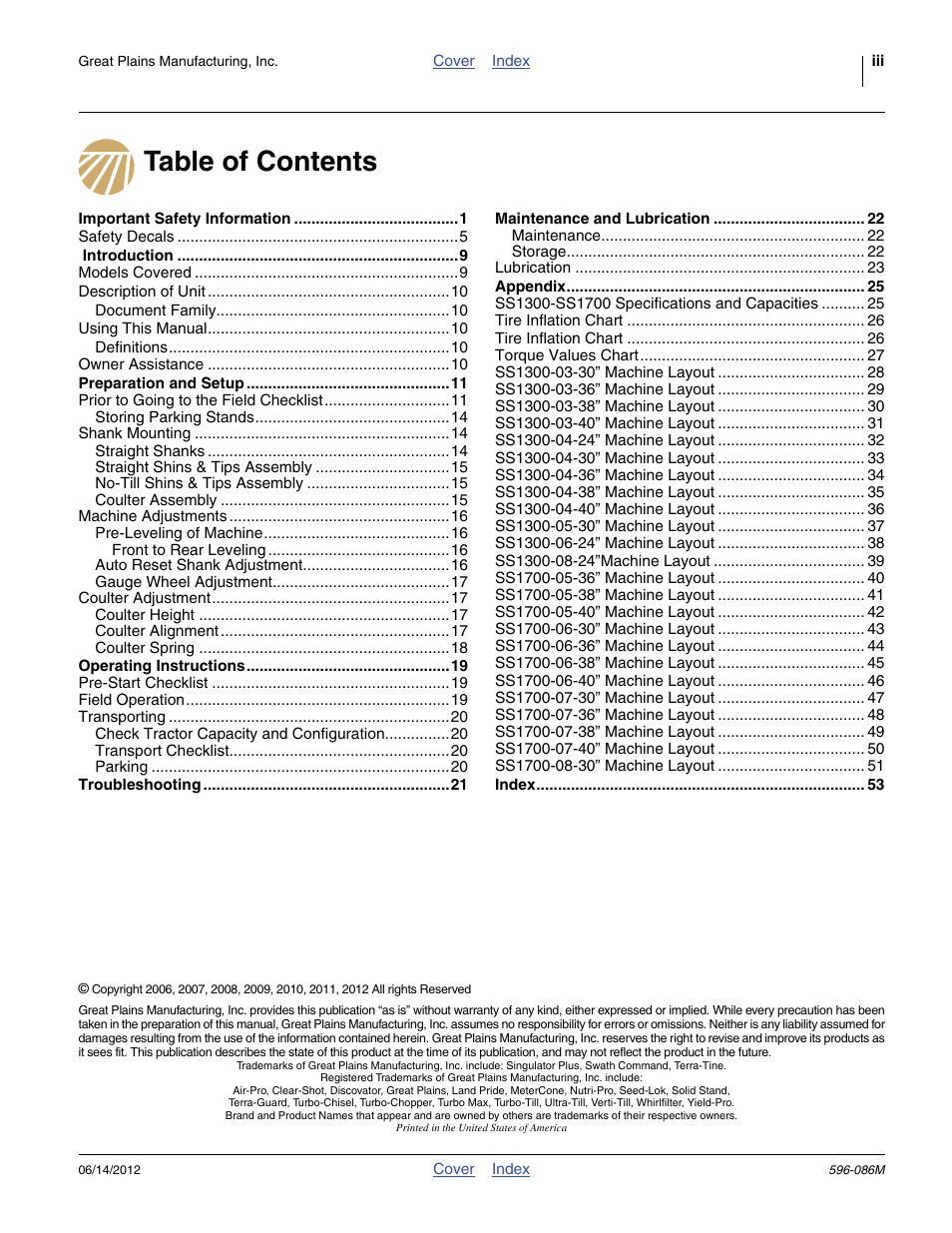 Great Plains SS1700 Operator Manual User Manual | Page 3 / 60