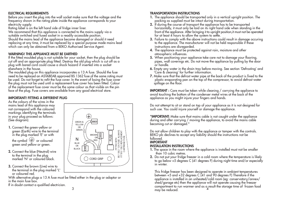 Beko FROST FREE COMBI CDA 563 F User Manual | Page 3 / 12