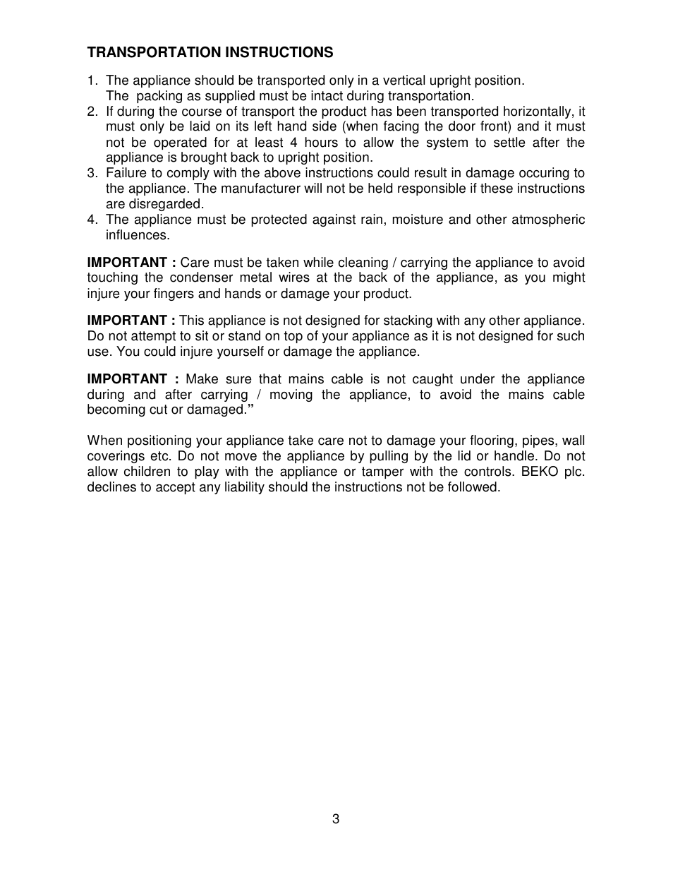 Beko CF392W User Manual | Page 3 / 11