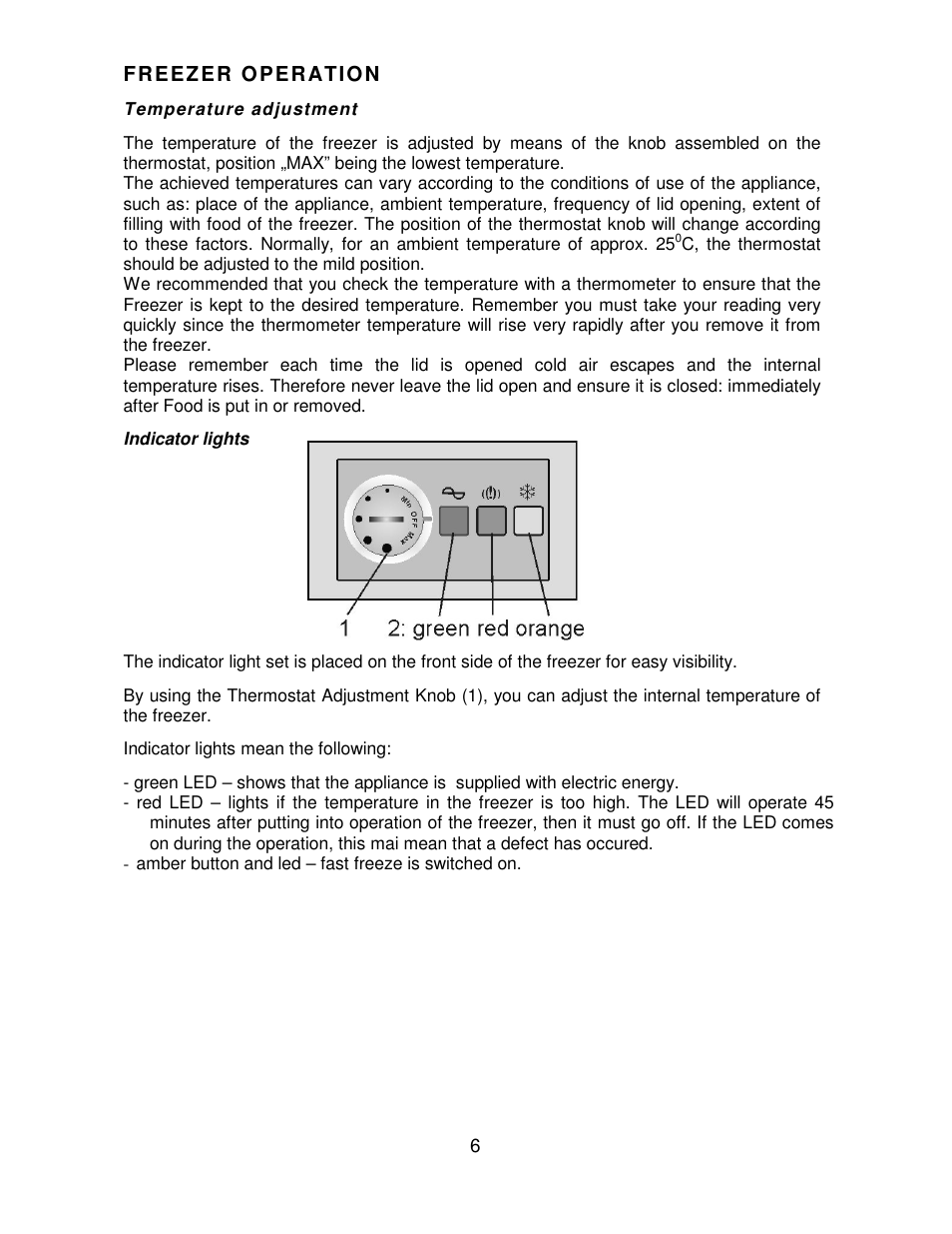 Freezer operation | Beko CF392W User Manual | Page 6 / 11