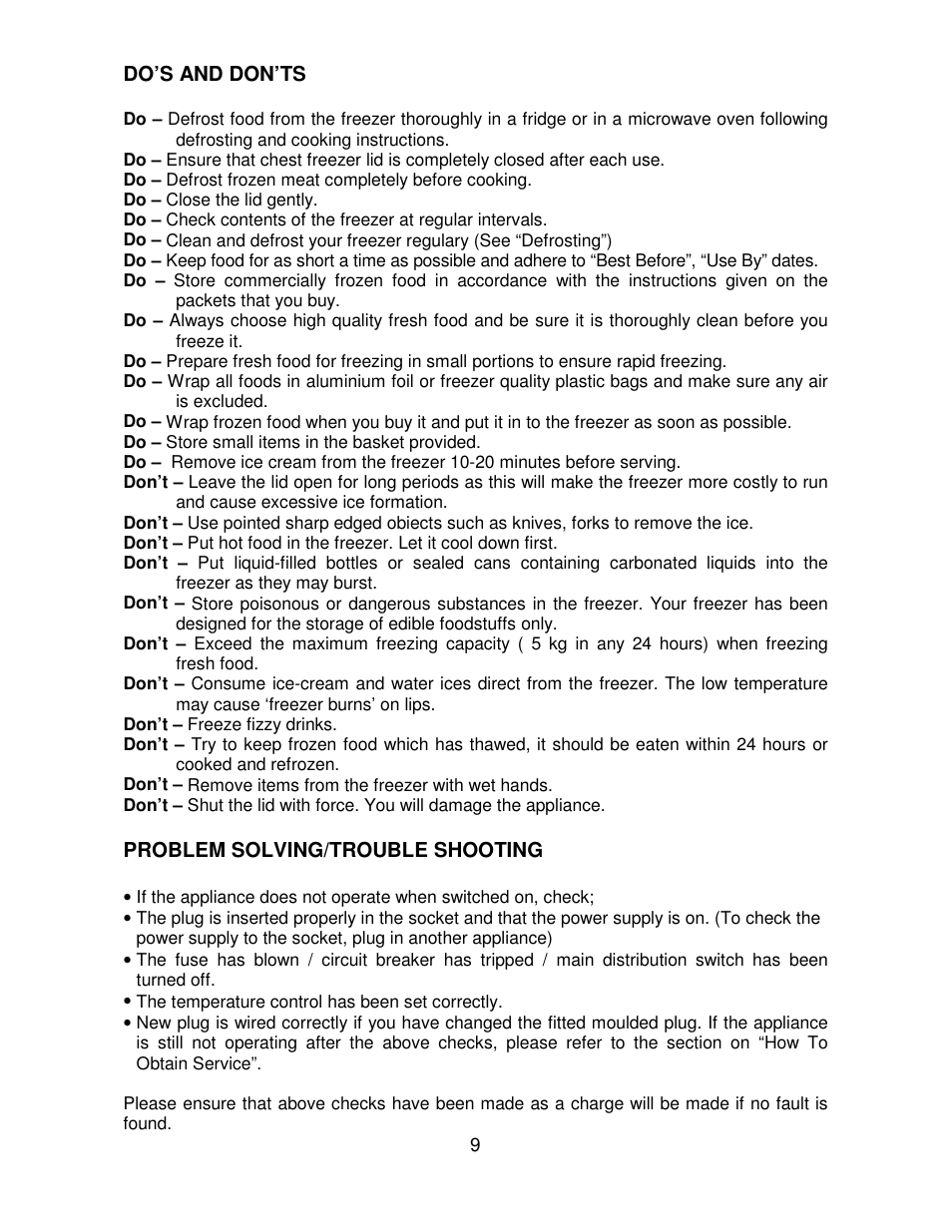 Beko CF392W User Manual | Page 9 / 11