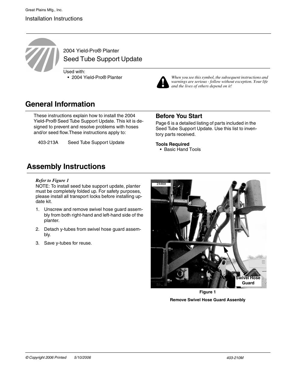 Great Plains Yield-Pro Planter Seed Tube User Manual | 6 pages
