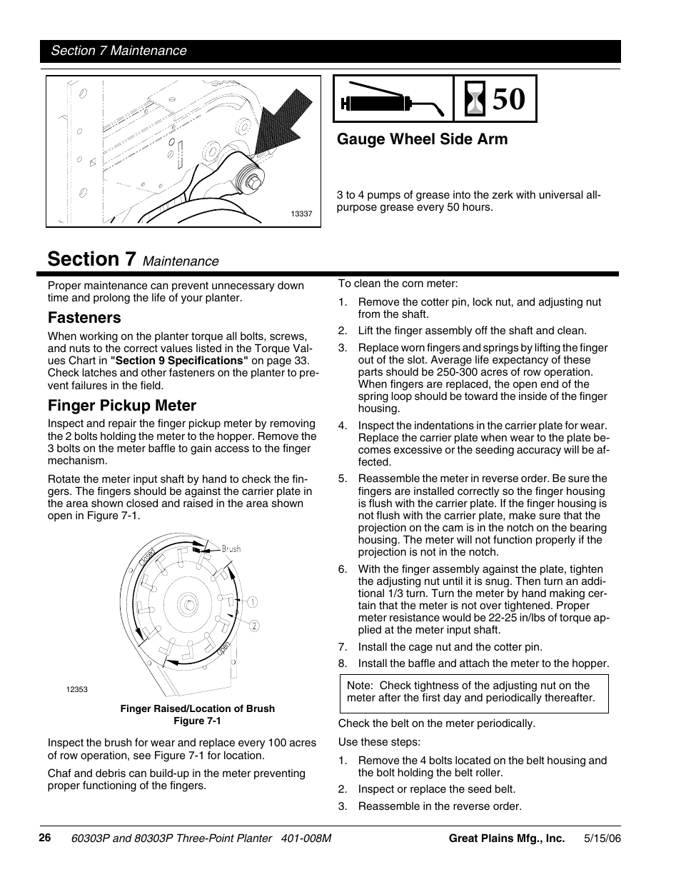 Fasteners, Finger pickup meter, Gauge wheel side arm | Great Plains 8030P G1021 Operator Manual User Manual | Page 28 / 38