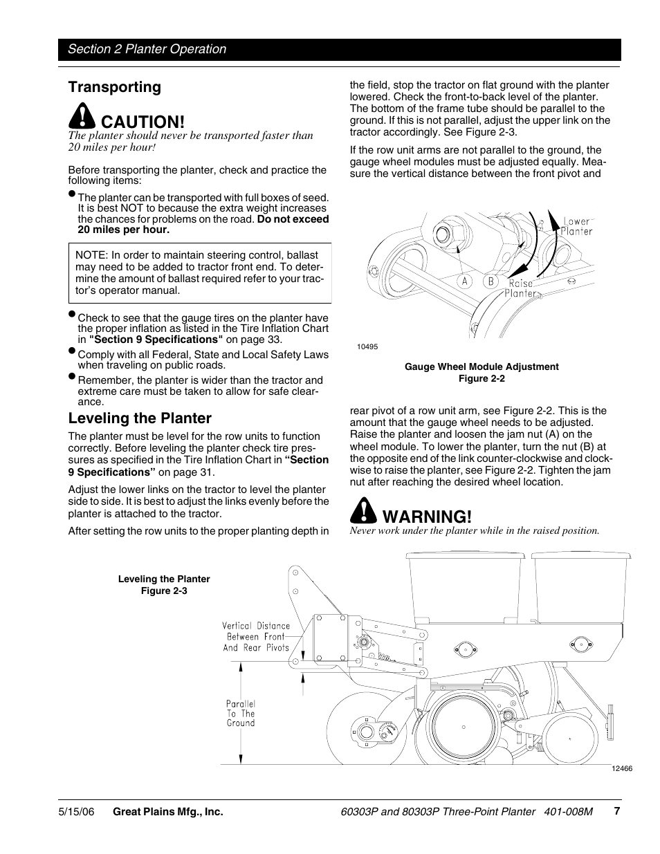 Caution, Warning | Great Plains 8030P G1021 Operator Manual User Manual | Page 9 / 38