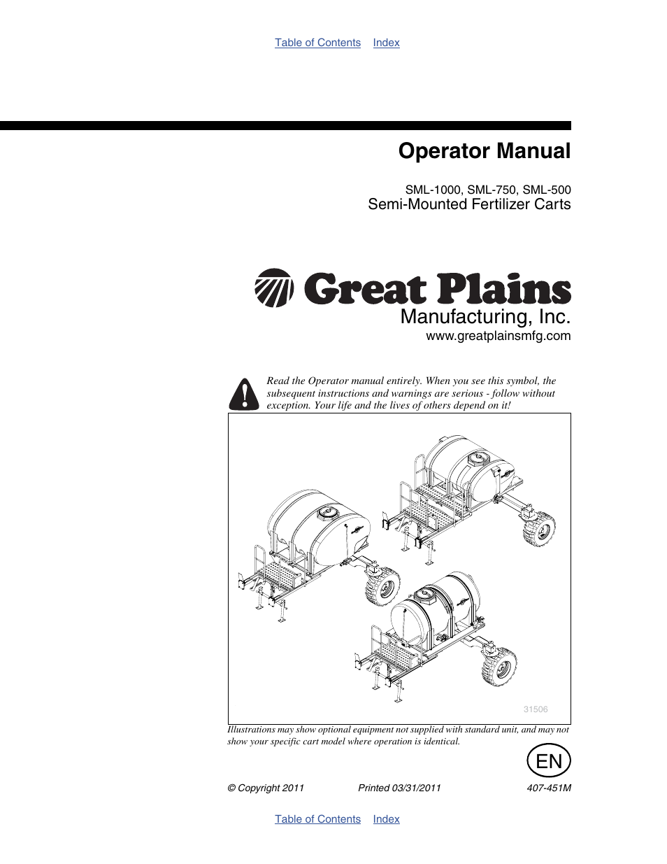 Great Plains SML1000 Operator Manual User Manual | 50 pages