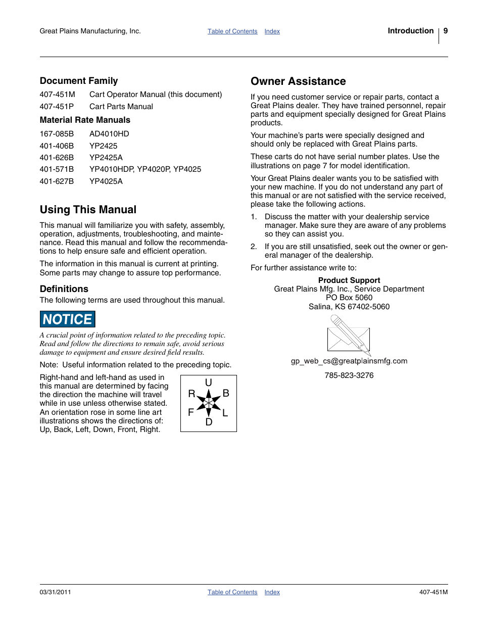 Document family, Using this manual, Definitions | Owner assistance | Great Plains SML1000 Operator Manual User Manual | Page 13 / 50