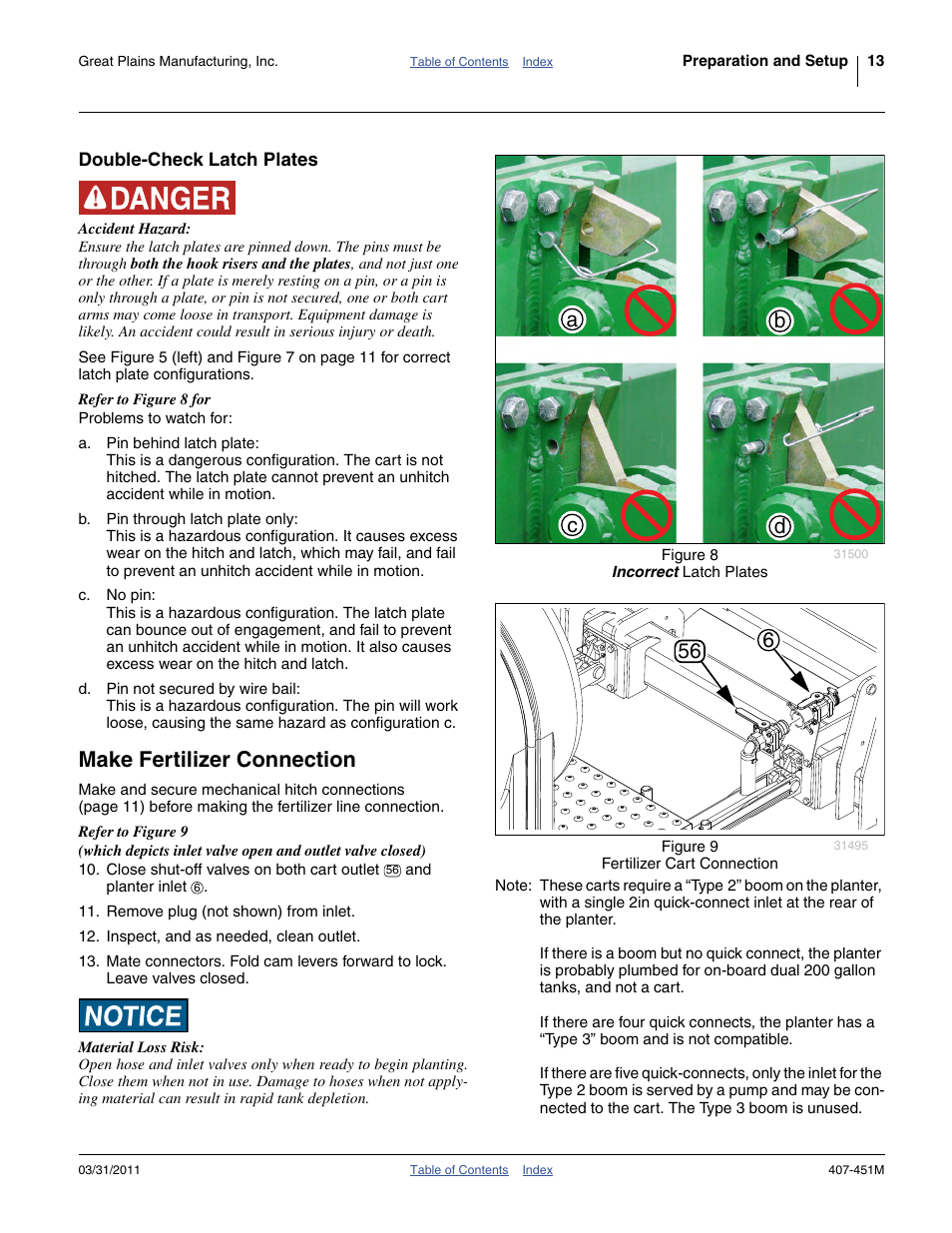 Double-check latch plates, Make fertilizer connection, Ab c d | Great Plains SML1000 Operator Manual User Manual | Page 17 / 50