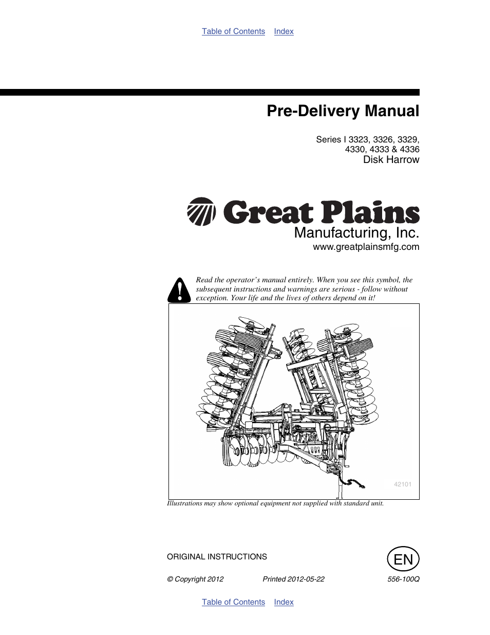 Great Plains 4336 DH Predelivery Manual User Manual | 64 pages