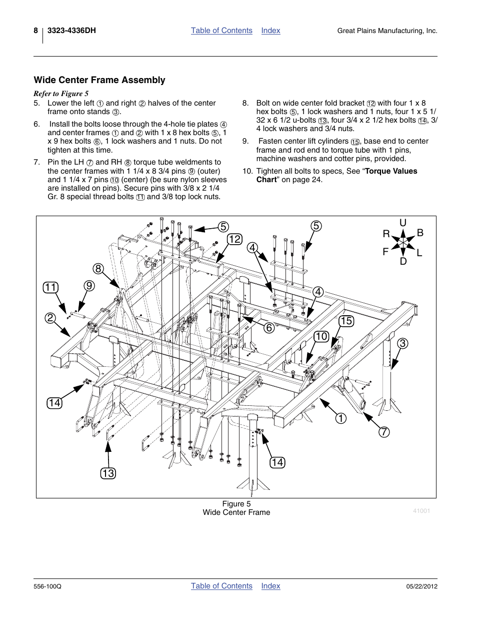 Wide center frame assembly | Great Plains 4336 DH Predelivery Manual User Manual | Page 12 / 64