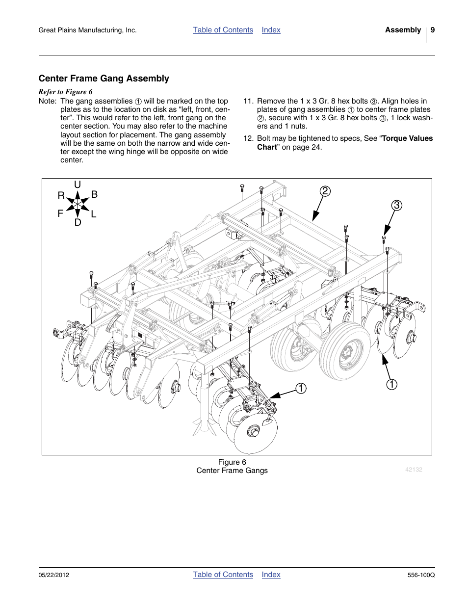 Center frame gang assembly | Great Plains 4336 DH Predelivery Manual User Manual | Page 13 / 64