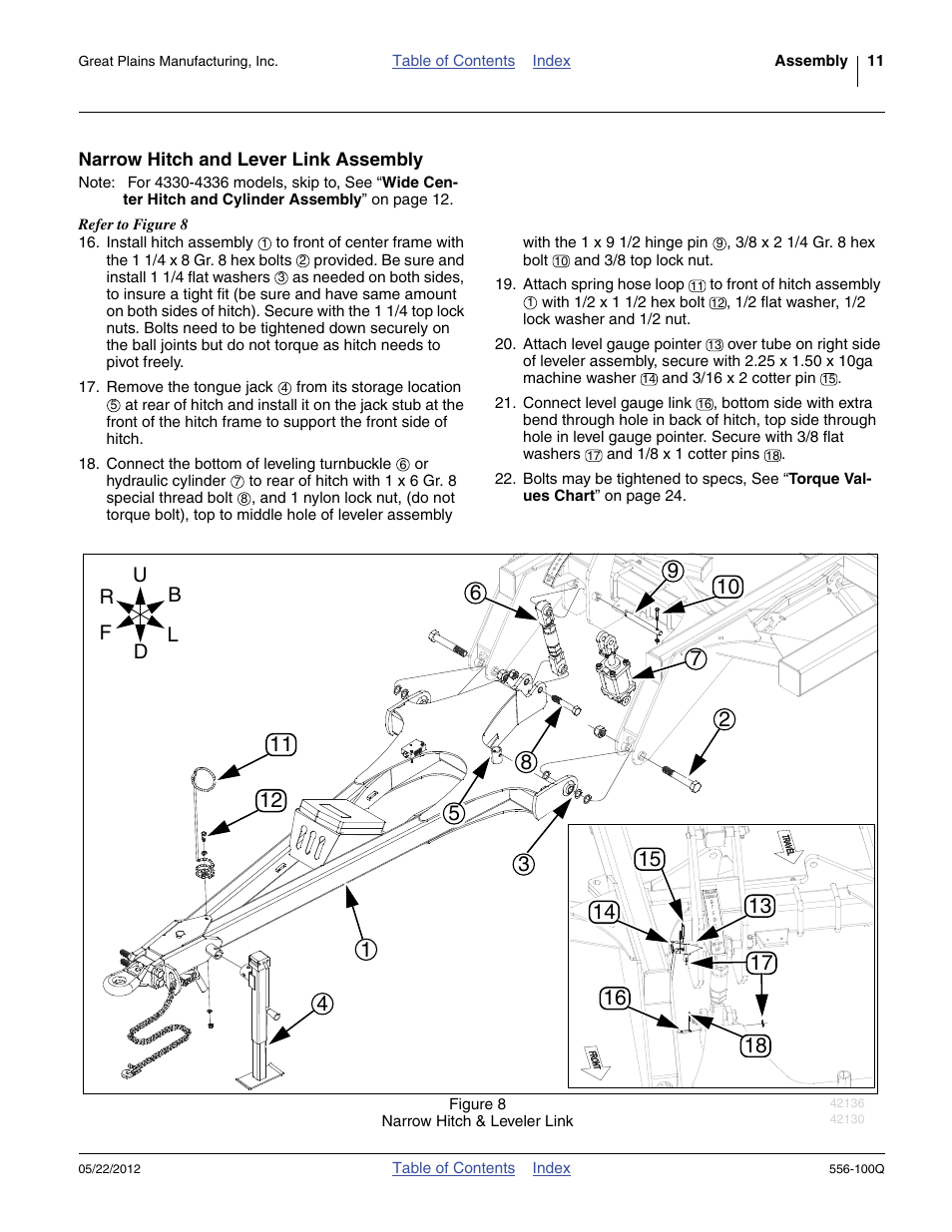 Narrow hitch and lever link assembly | Great Plains 4336 DH Predelivery Manual User Manual | Page 15 / 64