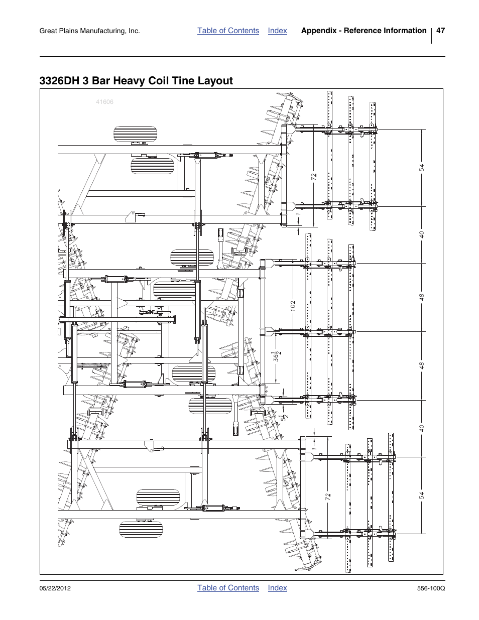 3326dh 3 bar heavy coil tine layout | Great Plains 4336 DH Predelivery Manual User Manual | Page 51 / 64