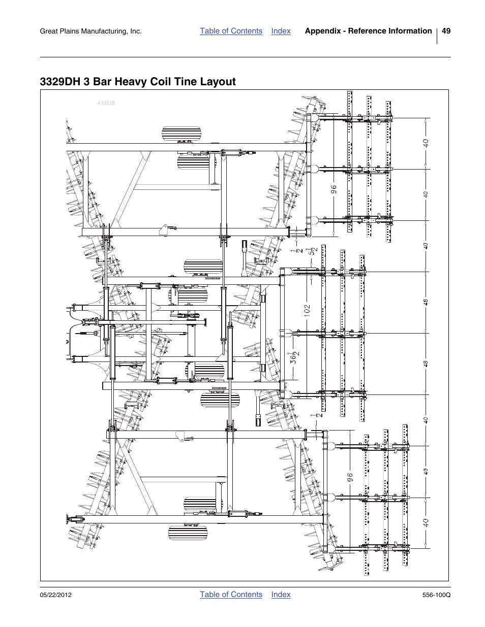 3329dh 3 bar heavy coil tine layout | Great Plains 4336 DH Predelivery Manual User Manual | Page 53 / 64
