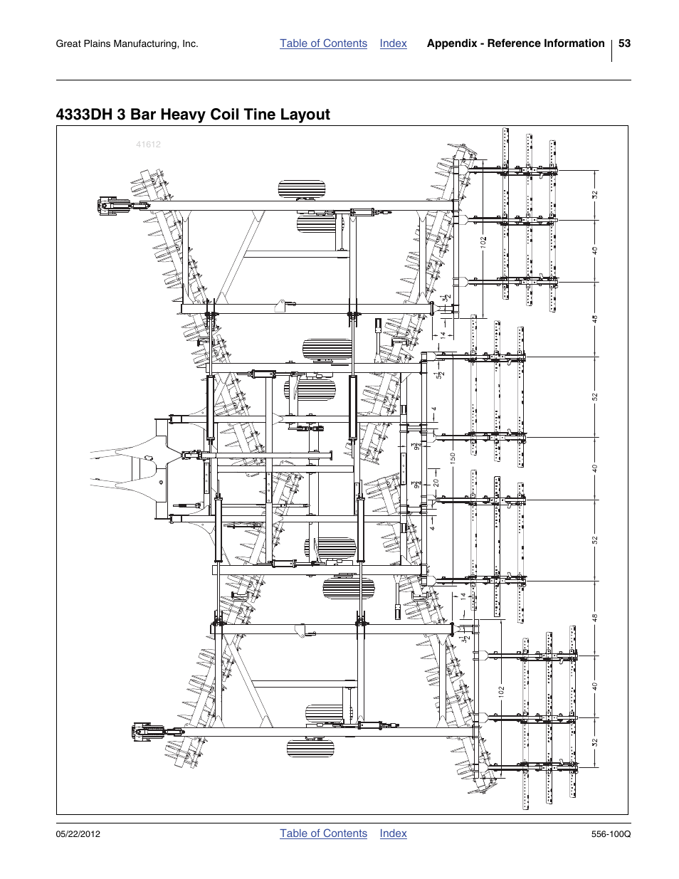 4333dh 3 bar heavy coil tine layout | Great Plains 4336 DH Predelivery Manual User Manual | Page 57 / 64