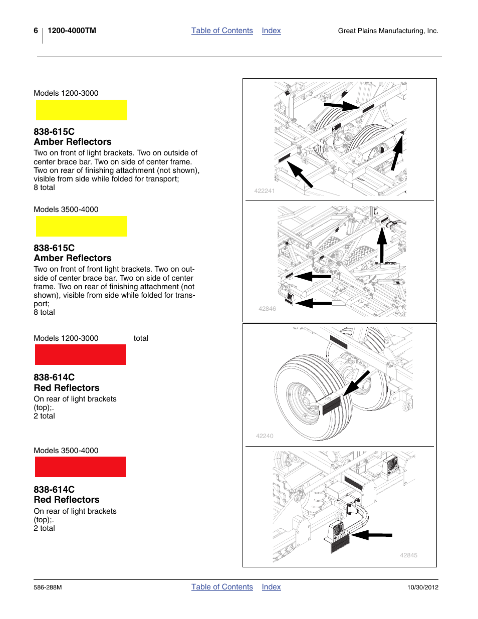 615c amber reflectors, 614c red reflectors | Great Plains 4000TM Operator Manual User Manual | Page 10 / 50