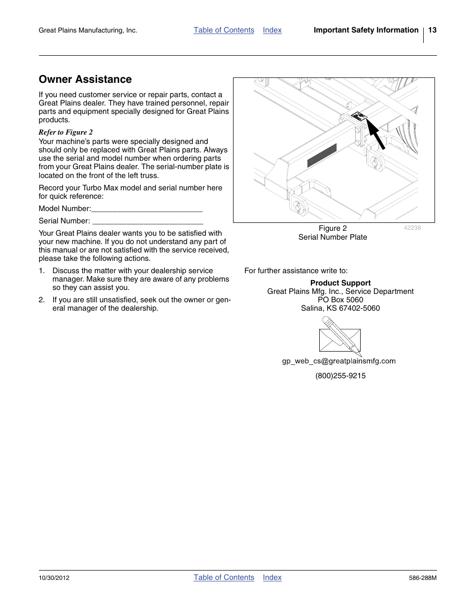 Owner assistance | Great Plains 4000TM Operator Manual User Manual | Page 17 / 50
