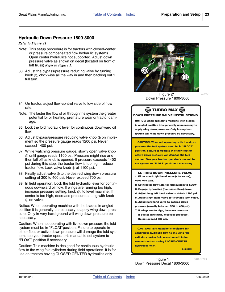 Hydraulic down pressure 1800-3000 | Great Plains 4000TM Operator Manual User Manual | Page 27 / 50