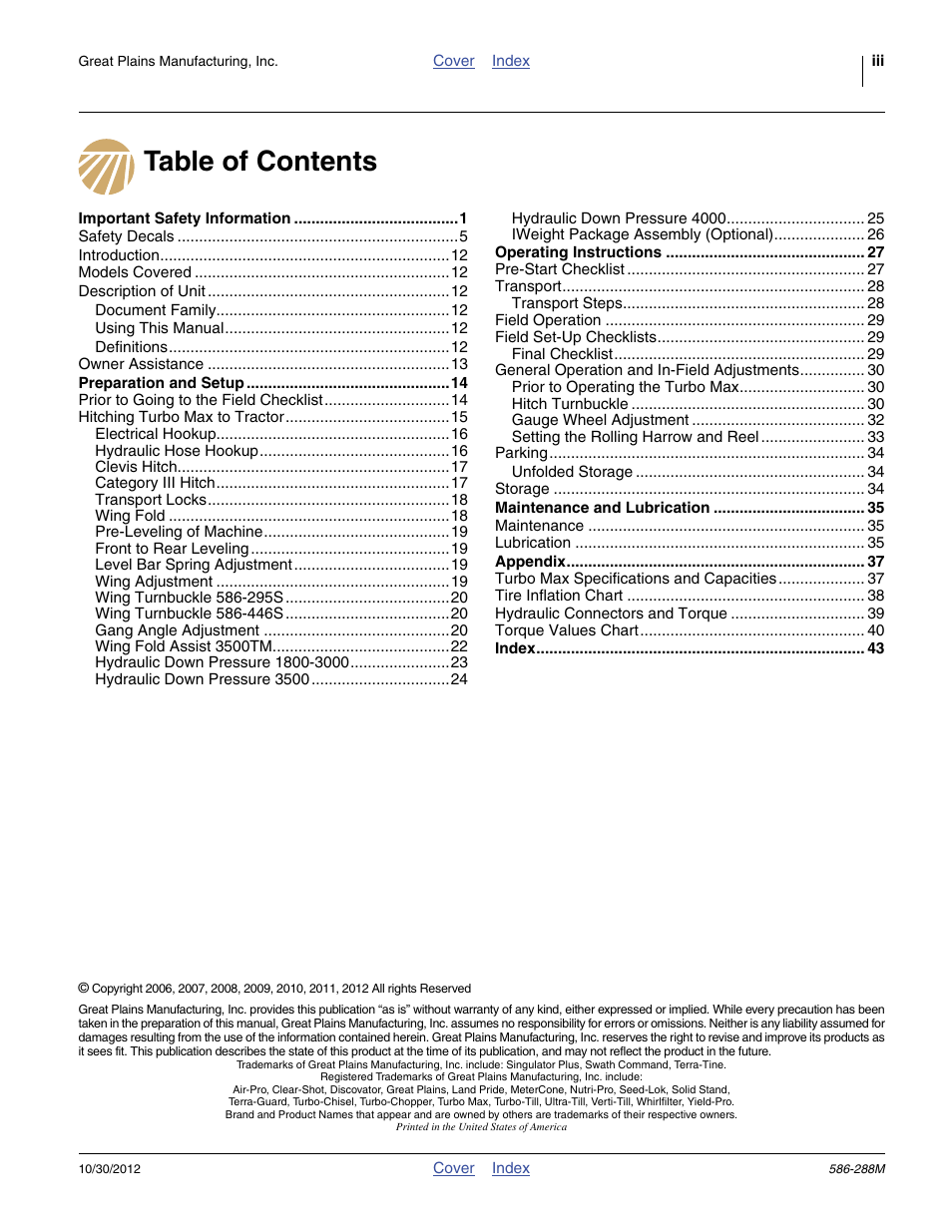 Great Plains 4000TM Operator Manual User Manual | Page 3 / 50