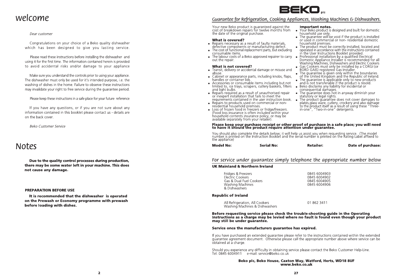 Beko DWD857 User Manual | Page 2 / 26