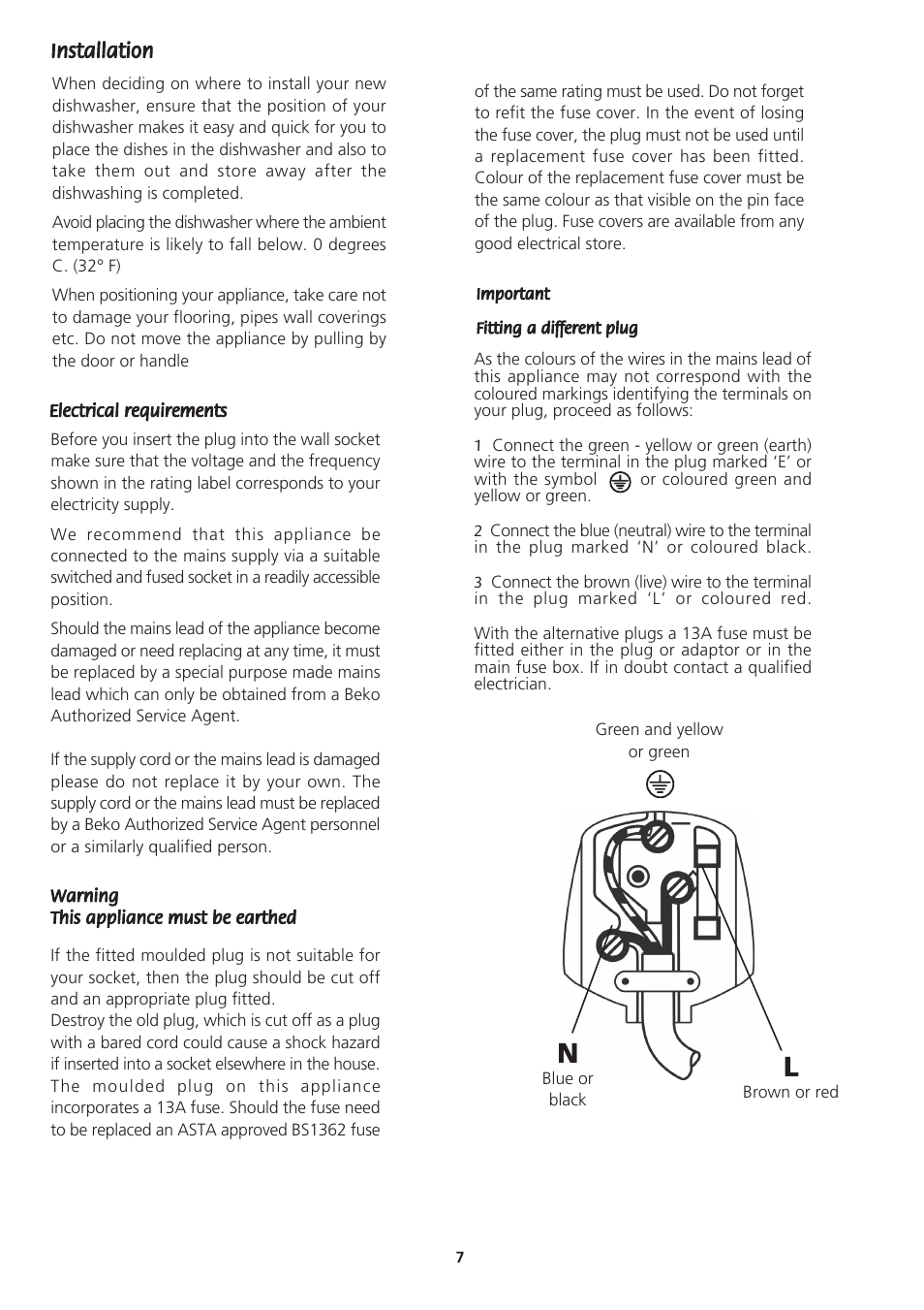 Beko DWD857 User Manual | Page 7 / 26