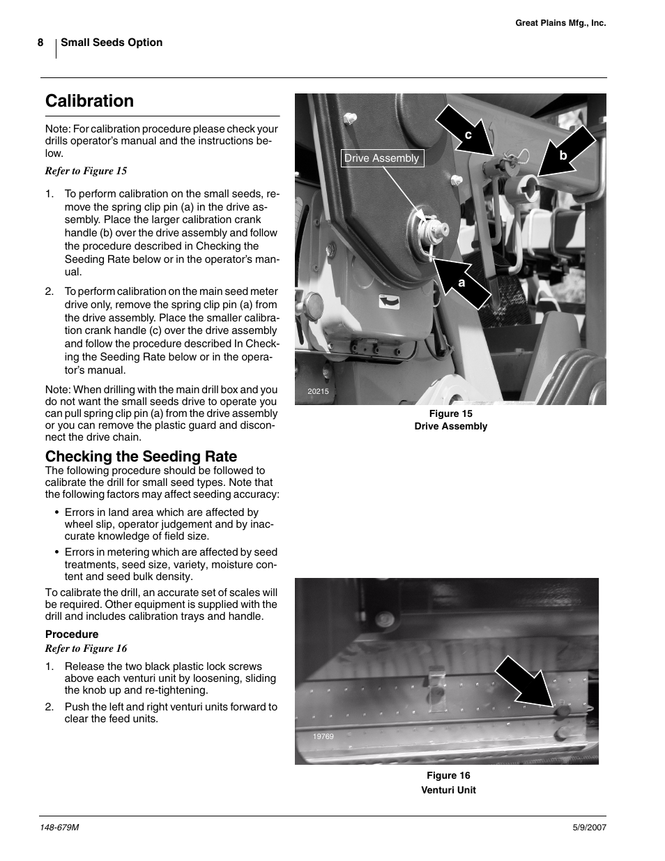 Calibration, Checking the seeding rate | Great Plains NTA 2000 export model Assembly Instructions User Manual | Page 8 / 13