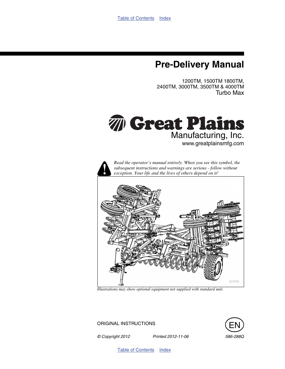 Great Plains 4000TM Predelivery Manual User Manual | 94 pages