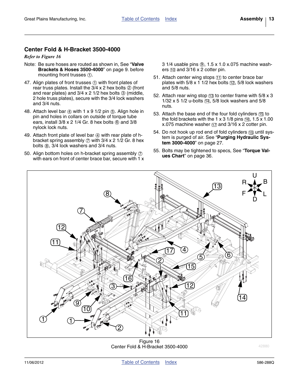 Center fold & h-bracket 3500-4000 | Great Plains 4000TM Predelivery Manual User Manual | Page 17 / 94