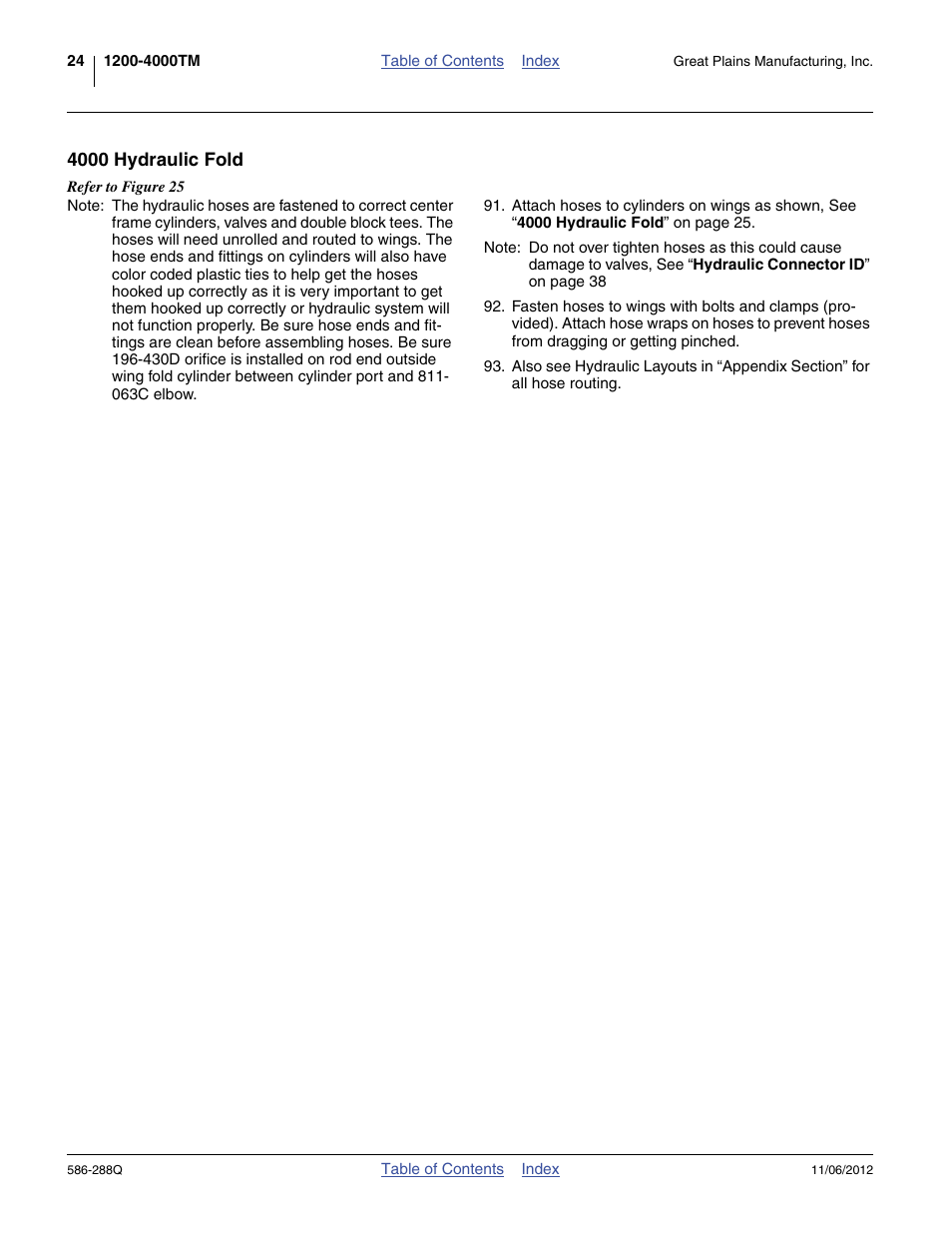 4000 hydraulic fold | Great Plains 4000TM Predelivery Manual User Manual | Page 28 / 94