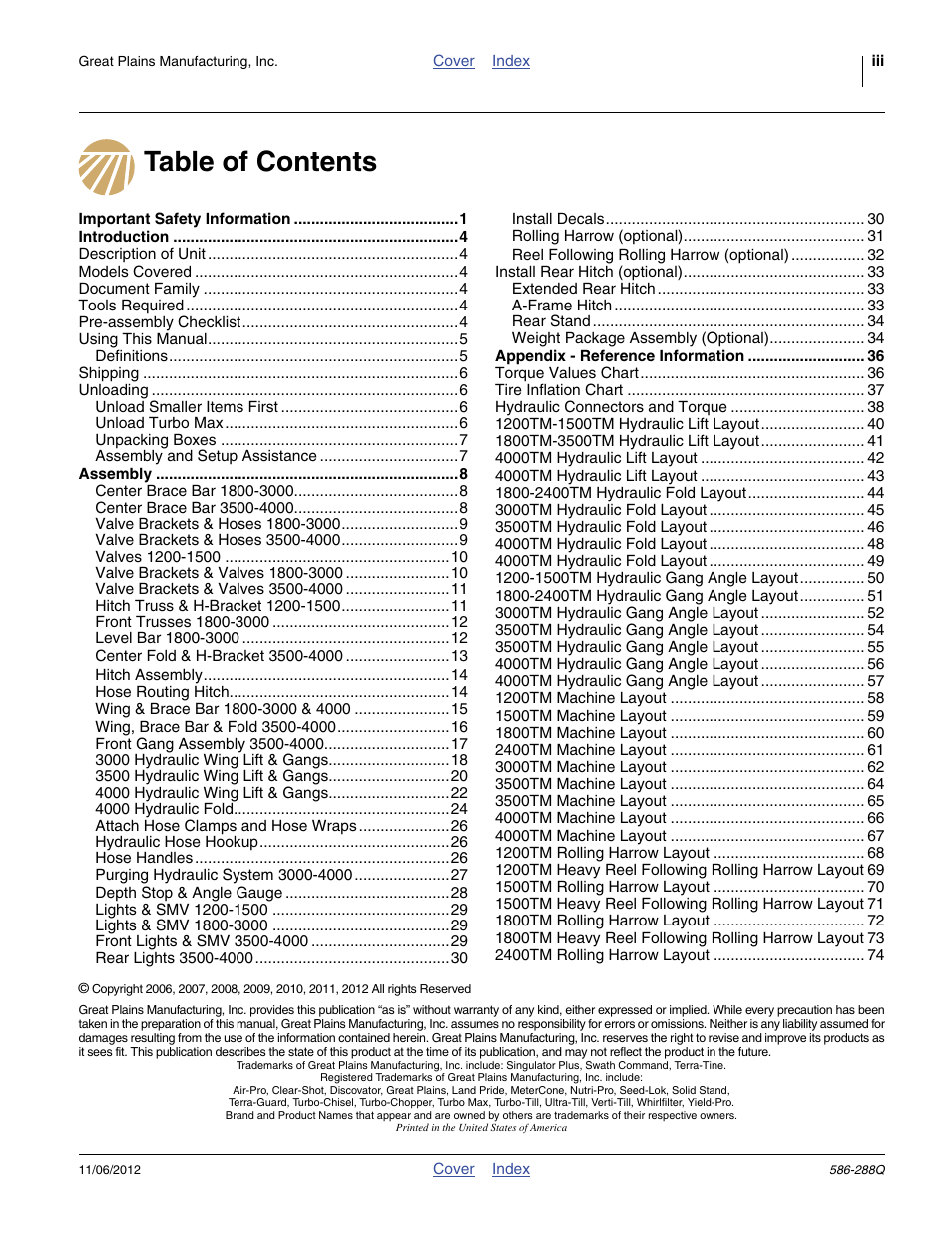 Great Plains 4000TM Predelivery Manual User Manual | Page 3 / 94