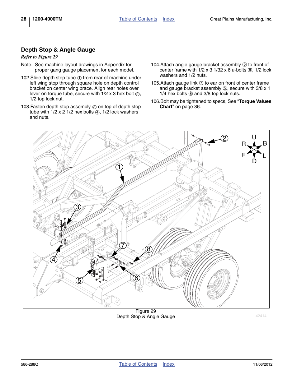 Depth stop & angle gauge | Great Plains 4000TM Predelivery Manual User Manual | Page 32 / 94