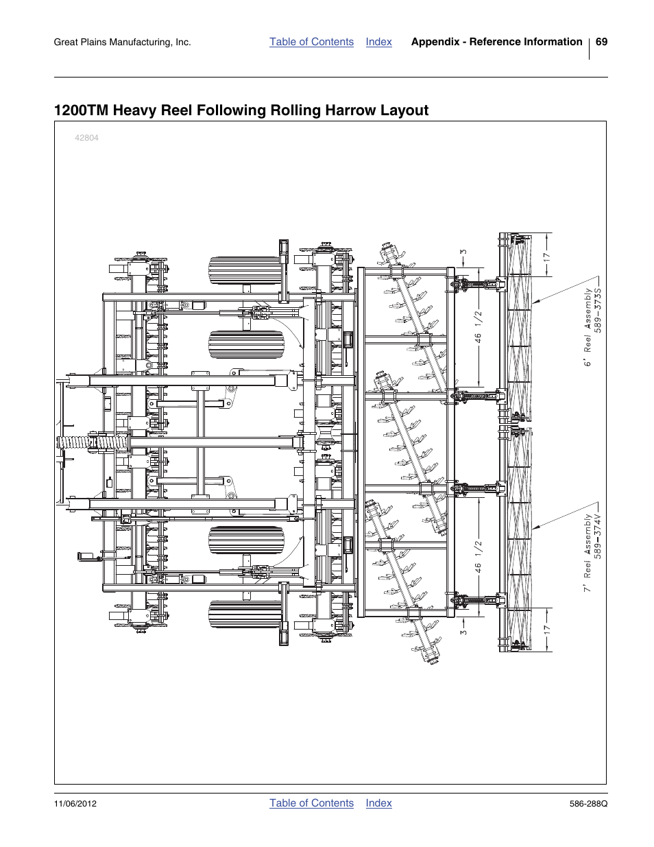 1200tm heavy reel following rolling harrow layout | Great Plains 4000TM Predelivery Manual User Manual | Page 73 / 94