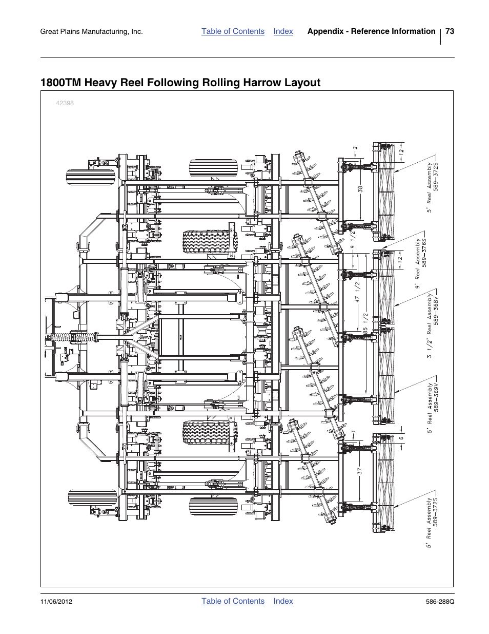 1800tm heavy reel following rolling harrow layout | Great Plains 4000TM Predelivery Manual User Manual | Page 77 / 94