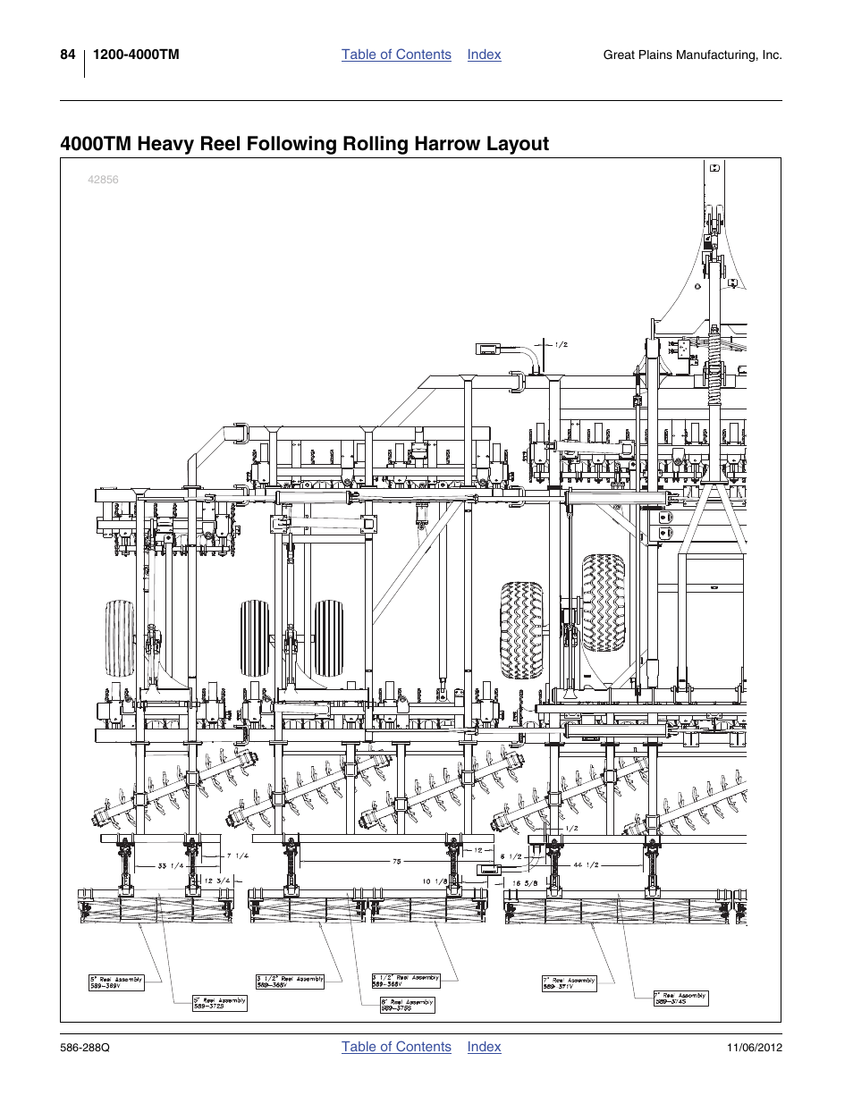 4000tm heavy reel following rolling harrow layout | Great Plains 4000TM Predelivery Manual User Manual | Page 88 / 94