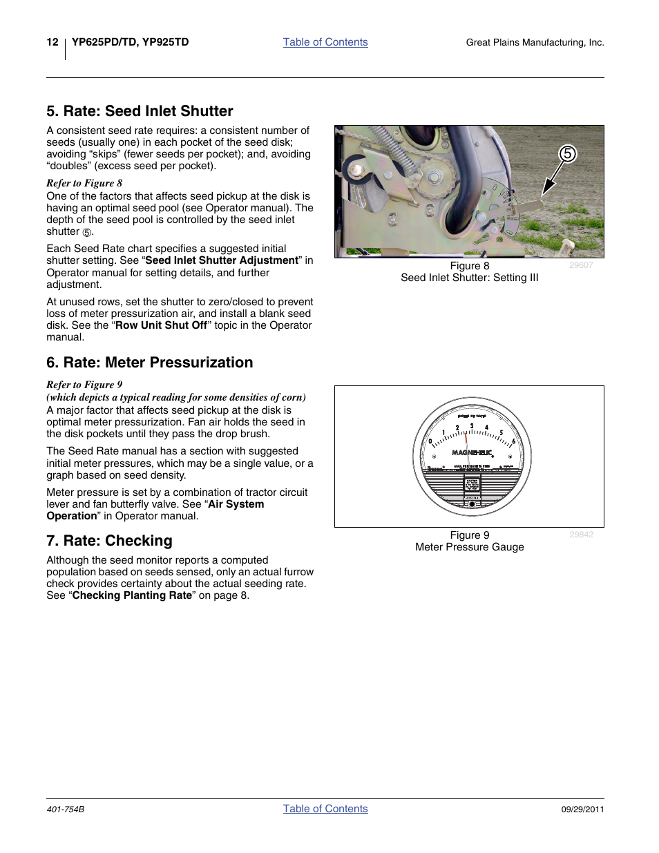 Rate: seed inlet shutter, Rate: meter pressurization, Rate: checking | Rate: chec king | Great Plains YP625PD Material Rate User Manual | Page 14 / 42