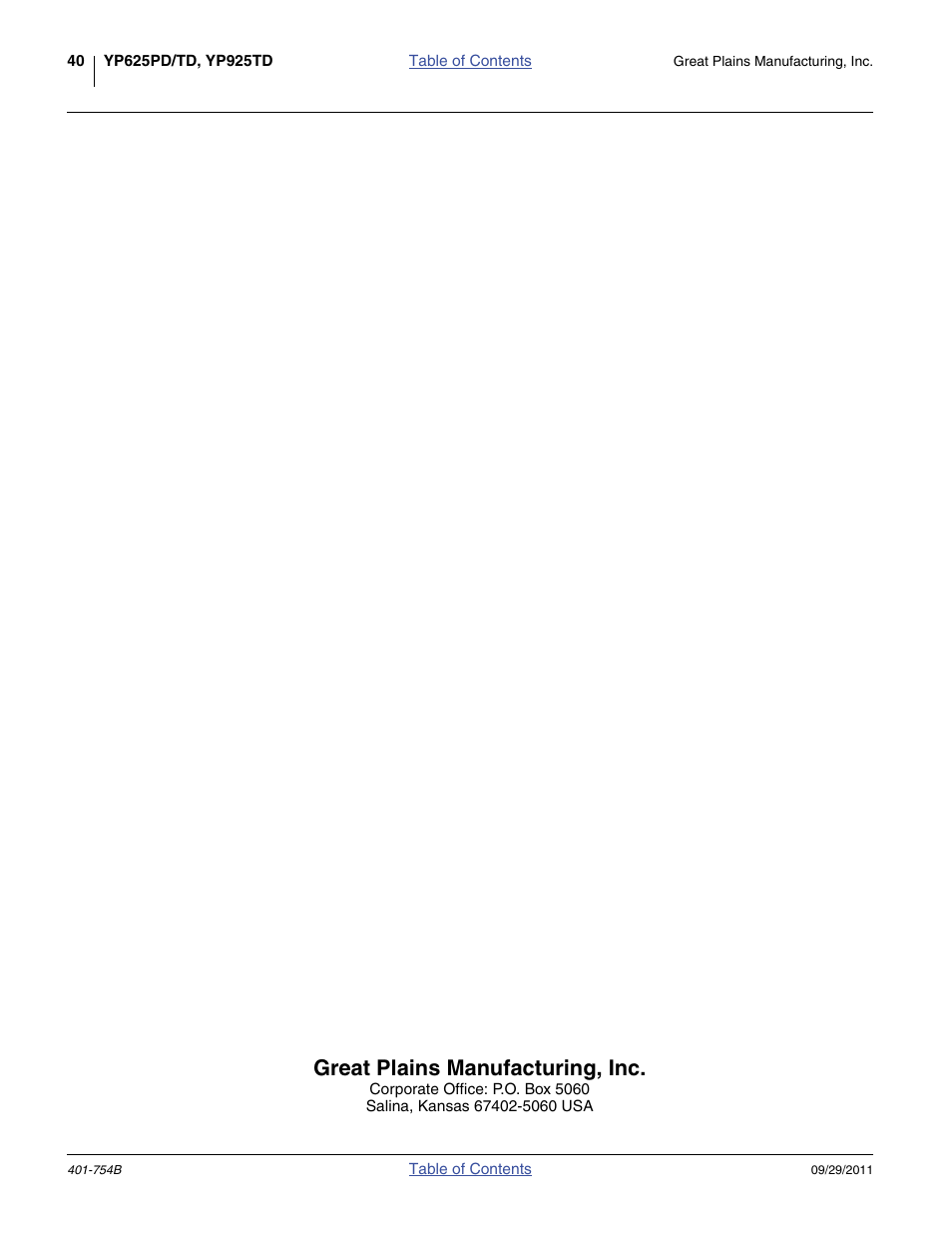 Great plains manufacturing, inc | Great Plains YP625PD Material Rate User Manual | Page 42 / 42
