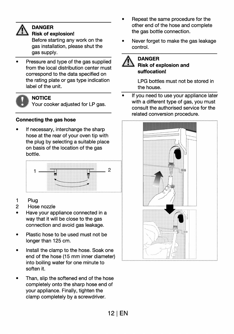 Danger risk of explosion, Notice, Danger | 12 i en | Beko BK 6340 Y User Manual | Page 12 / 20