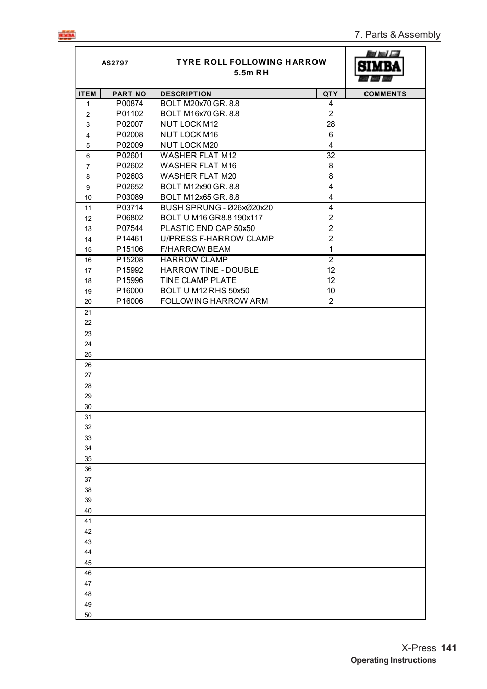 141 x-press, Parts & assembly | Great Plains AS3243-18007975 Assembly Instructions User Manual | Page 103 / 130